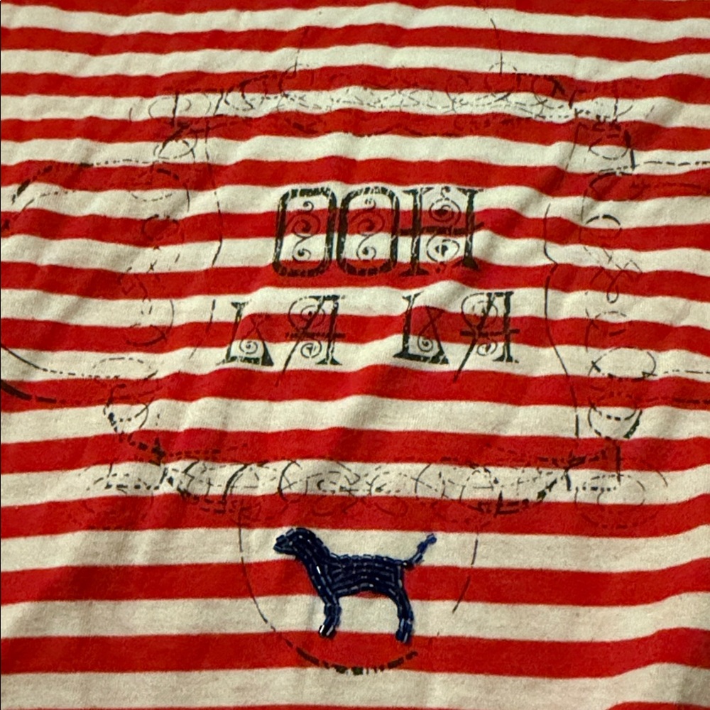Victoria's Secret PINK Red & White Striped Short-Sleeve Tee